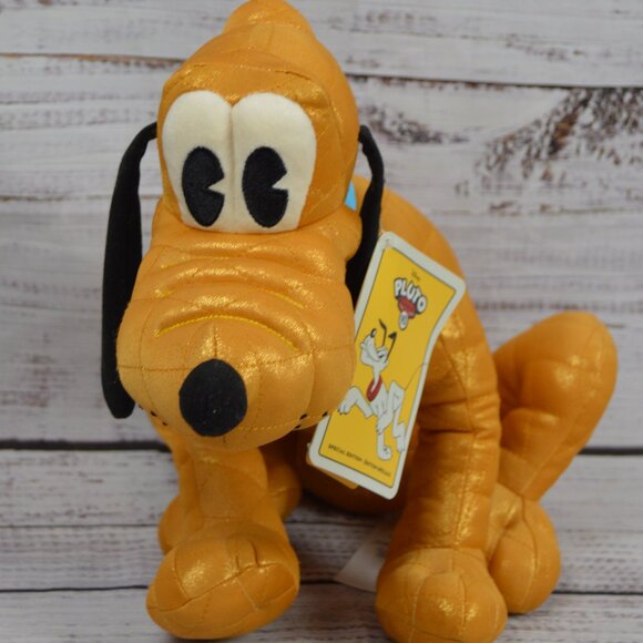 Disney 90th Anniversary Pluto 13" Metallic Special Edition Plush New With Tags - Picture 1 of 10